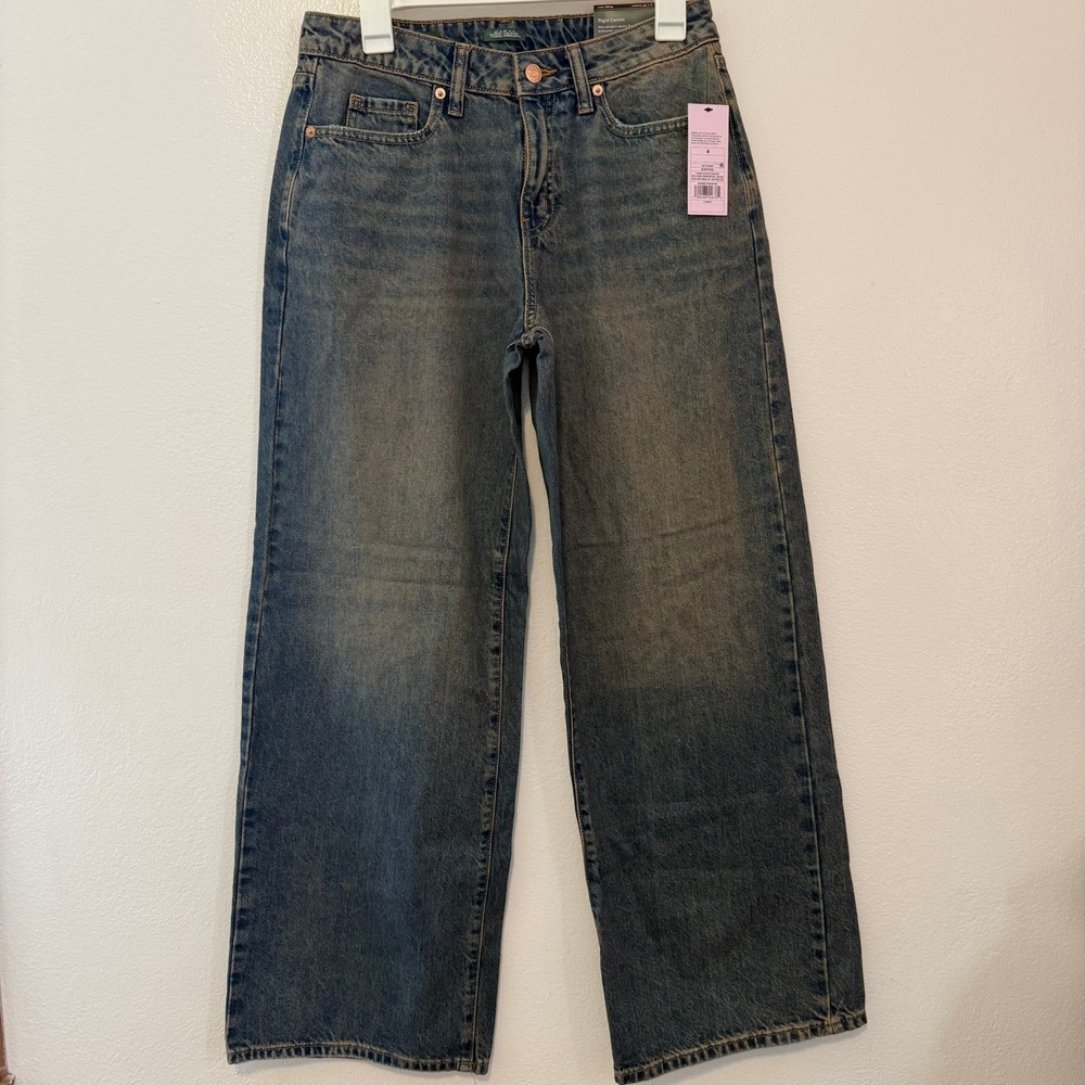 Wild Fable Womens Low-Rise Baggy Jeans Medium Wash Rigid Denim Size 4 31 Inseam